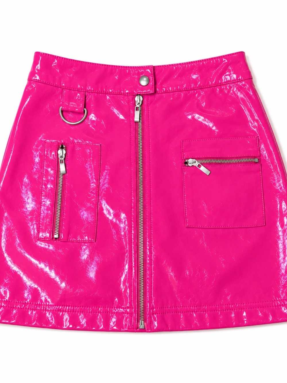 Hot Pink Patent Mini Skirt with Front Zips by Forever 21 - Picture 2 of 3